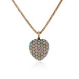 A Victorian opal and diamond heart pendant