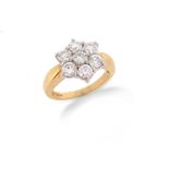 A diamond cluster ring, the round brilliant-cut diamonds weigh approximately 1.50cts in total, set