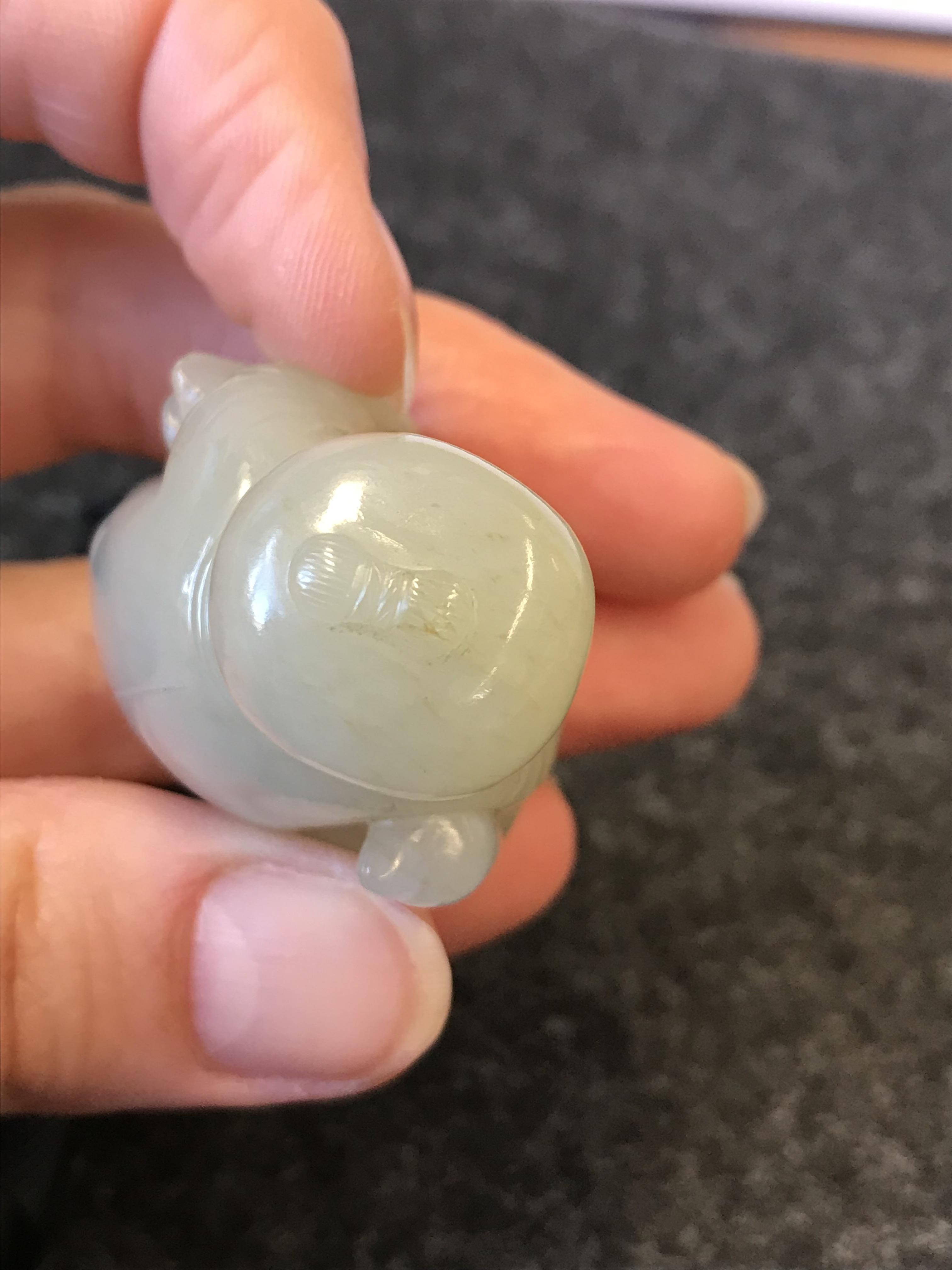 A SMALL CHINESE PALE CELADON JADE CARVING OF A BOY AND A GOOSE QING DYNASTY OR LATER The boy - Image 12 of 12