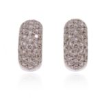 A pair of diamond bombe earrings, pave-set with round brilliant-cut diamonds which weigh