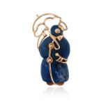 A lapis lazuli and gold snowman brooch by Tiffany & Co, signed, 4.6cm high Condition report: All