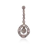 A 19th century diamond-set pendant, the articulated old circular-cut diamonds suspend a further