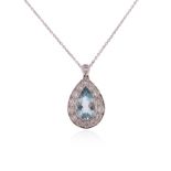 A aquamarine and diamond pendant