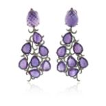 A pair of amethyst, diamond and tsavorite-set 'Whispering Chandelier' earrings by Fei Liu, set