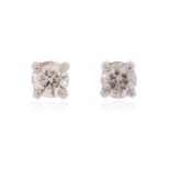 A pair of diamond stud earrings, the round brilliant-cut diamonds weigh approximately 0.50cts total,