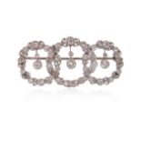 An Edwardian diamond brooch, designed as three interlocking wreaths millegrain-set with old