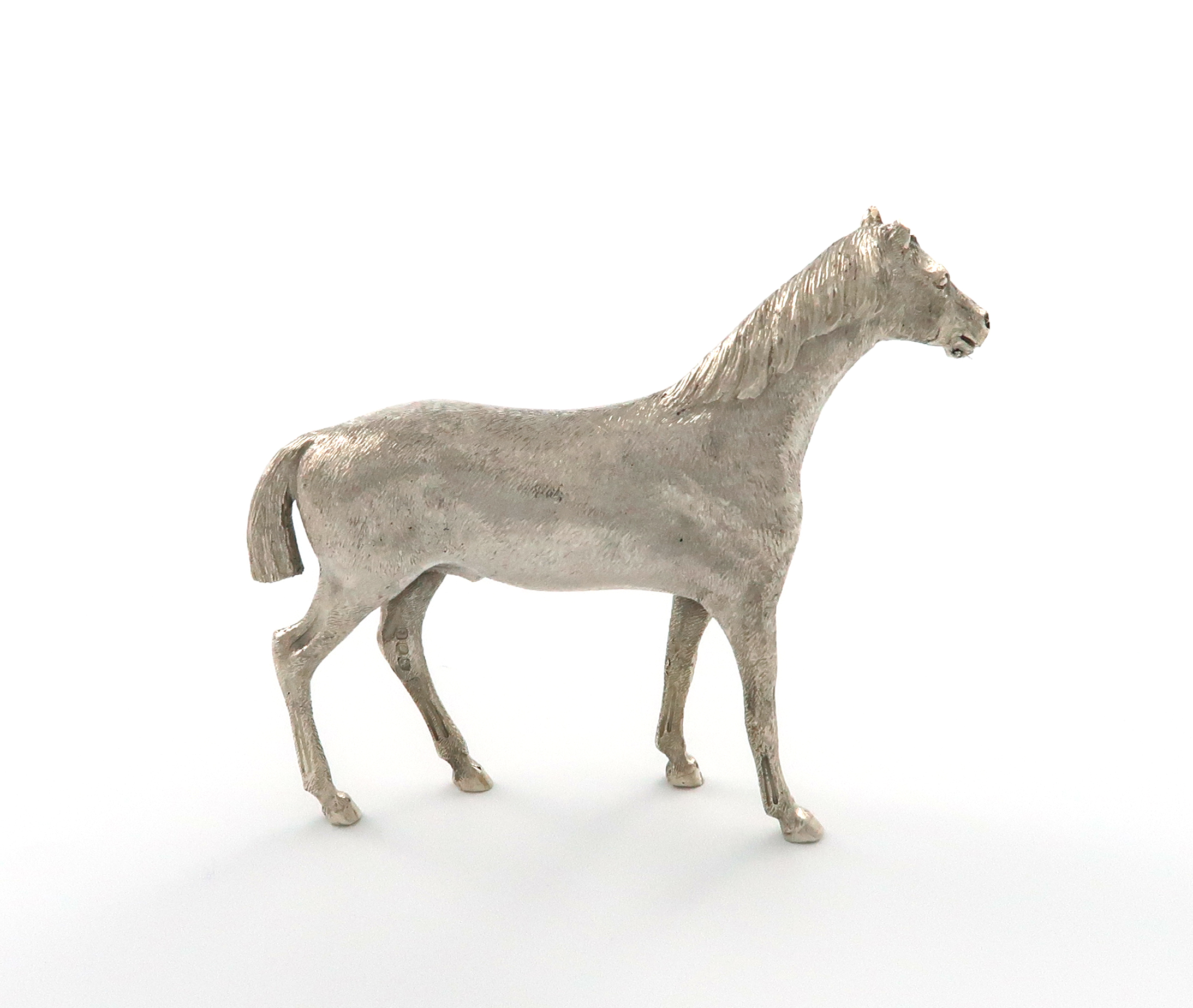 A silver model of a standing horse, by Richard Comyns, London 1974, modelled in a standing position, - Image 2 of 4