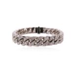 A diamond-set curb-link bracelet, set with round brilliant-cut diamonds in polished white gold,