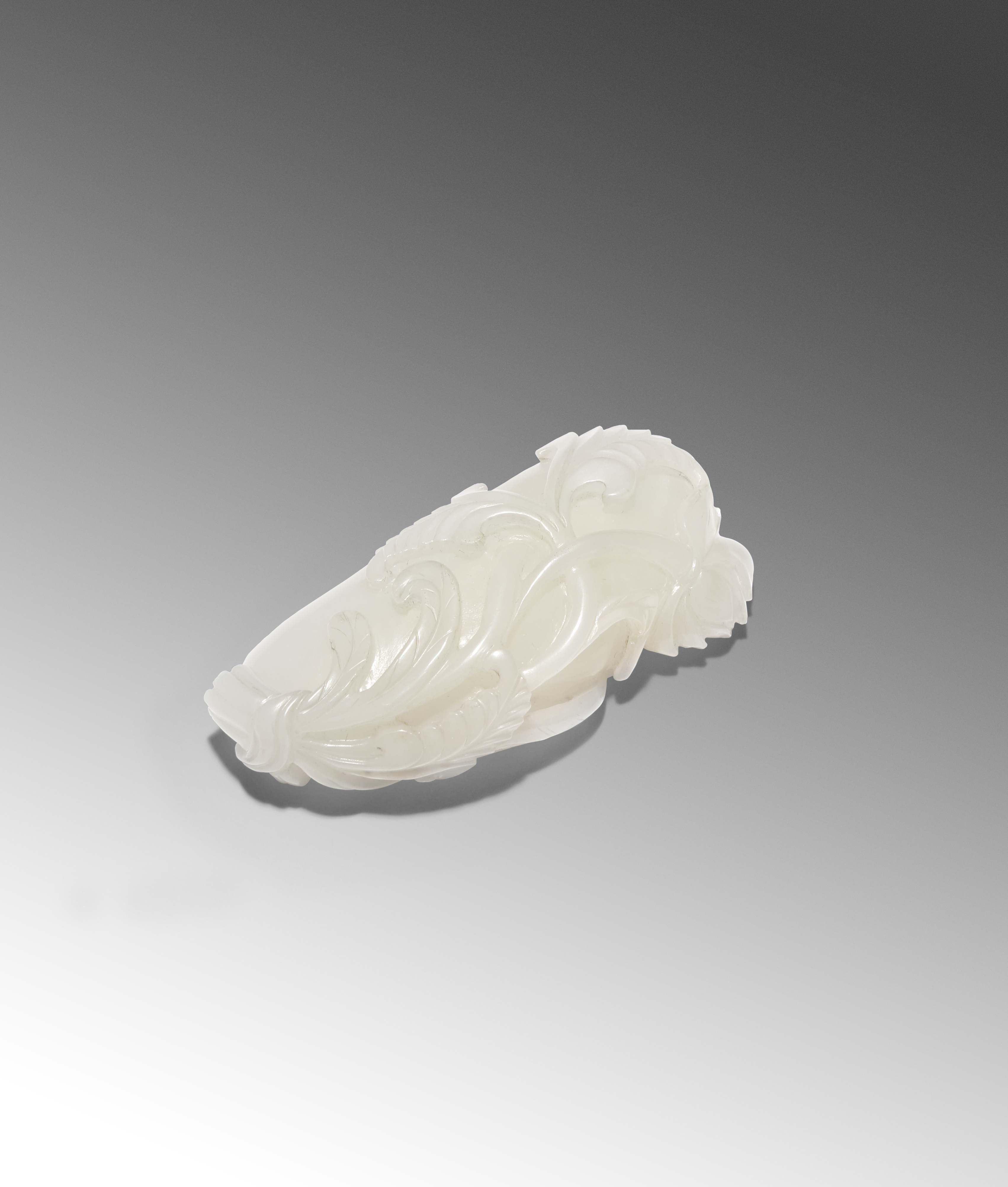 A SMALL CHINESE WHITE JADE 'LOTUS' BRUSH WASHER QING DYNASTY OR LATER Carved as a lotus leaf furling - Image 2 of 19