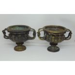 Pair of cast bronze Warwick vases, each 11cm high (2)