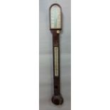 McCormick and Mearns of Belfast rosewood stick barometer with ivory back plate, 90 cm high (AF)