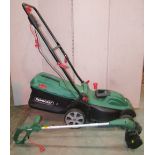 Qualcast electric rotary lawn mower, model no M32EB 1537m, 1500w, together with further a Qualcast