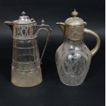 Two 19th century cut glass claret jugs, one of bulbous form with foliate detail, the other with