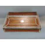 Good quality Indian satinwood Vizagapatam writing slope, the hinged top enclosing a segmented fitted