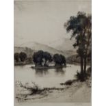 John Fullwood, RBA (British 1854-1931) Rydal Water and Loch Venachar, signed black and white etching