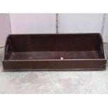 Four mahogany two handled trays of rectangular form with sloping sides and dovetail construction,