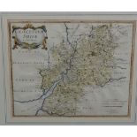 A pair of 18th century coloured engraved maps by Robert Morden, Gloucestershire and Warwickshire, 27