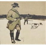 Sir William Nicholson (British 1872-1949) Sportsman and a gun dog, probably a lithographic print