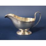 1940s Georgian style cast brushed silver gravy boat, maker R & B, Sheffield, 1942, 19cm long, 8.