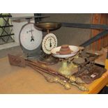 Two vintage Salter balance scales, model 250 and silver and copper checker no 5, together with a