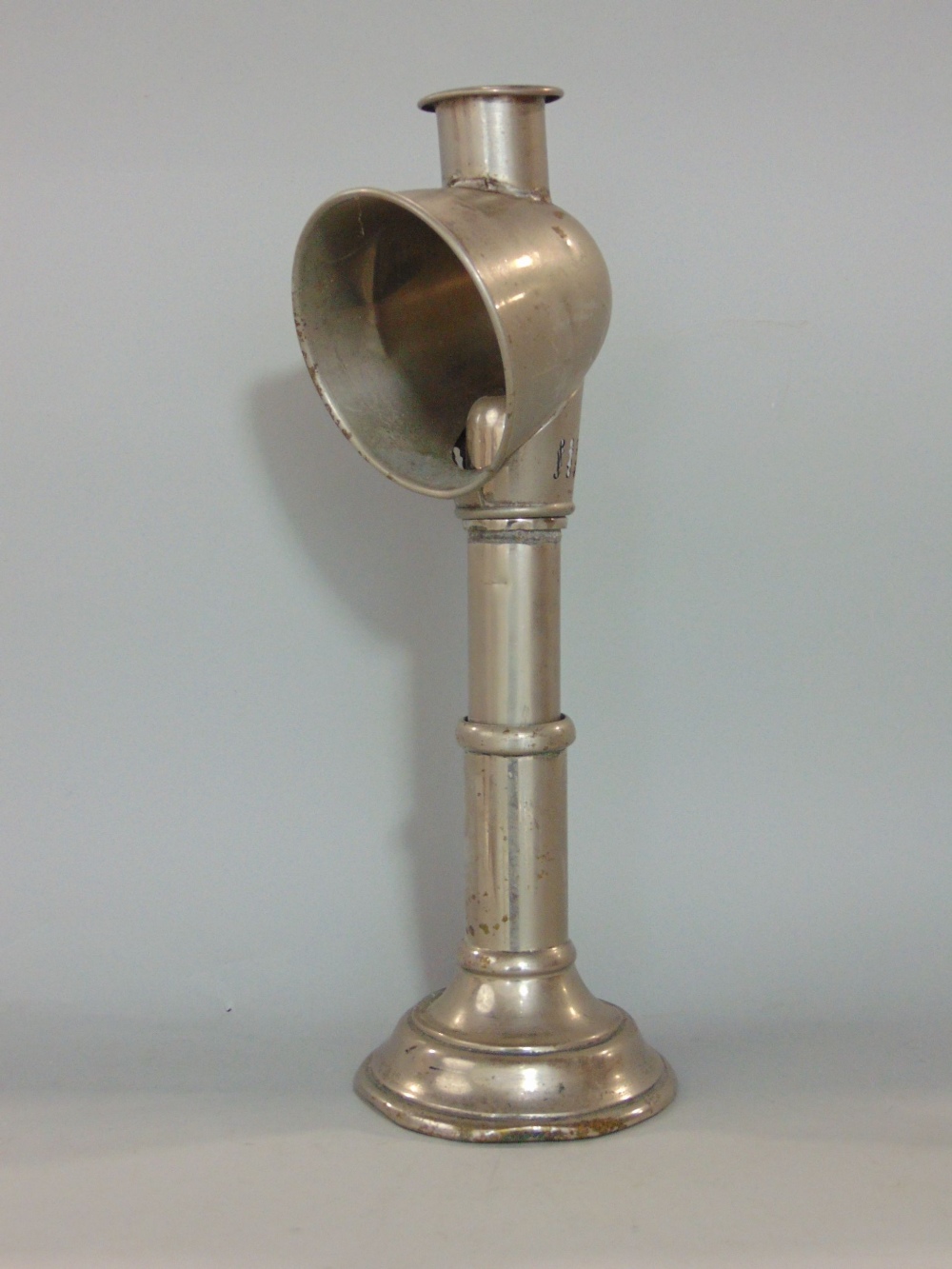 Tin plate students lamp, with conical shade, 36cm high