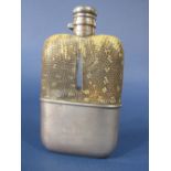 Victorian silver and snakeskin hip flask, maker Sampson Mordan & Co, London 1888, 14.5 cm long