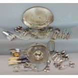 A box containing a large collection of silver-plated flatware and others