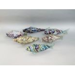 Eleven Murano glass fish