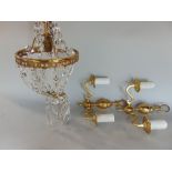 A collection of various 19th century and later ceiling lights to include various prismatic drops,