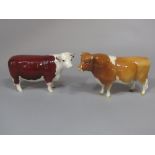 A Beswick Guernsey bull - CH Sabrina's Sir Richmond, together with a Beswick Hereford cow,