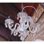 Venetian style glass chandelier with prismatic drops, 40 cm high