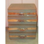 Four Hartmann good quality suitcases (two sizes) with combination locks, tweed clad and light