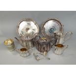 Regency style silver plated four-piece tea service comprising teapot, water pot, milk jug and