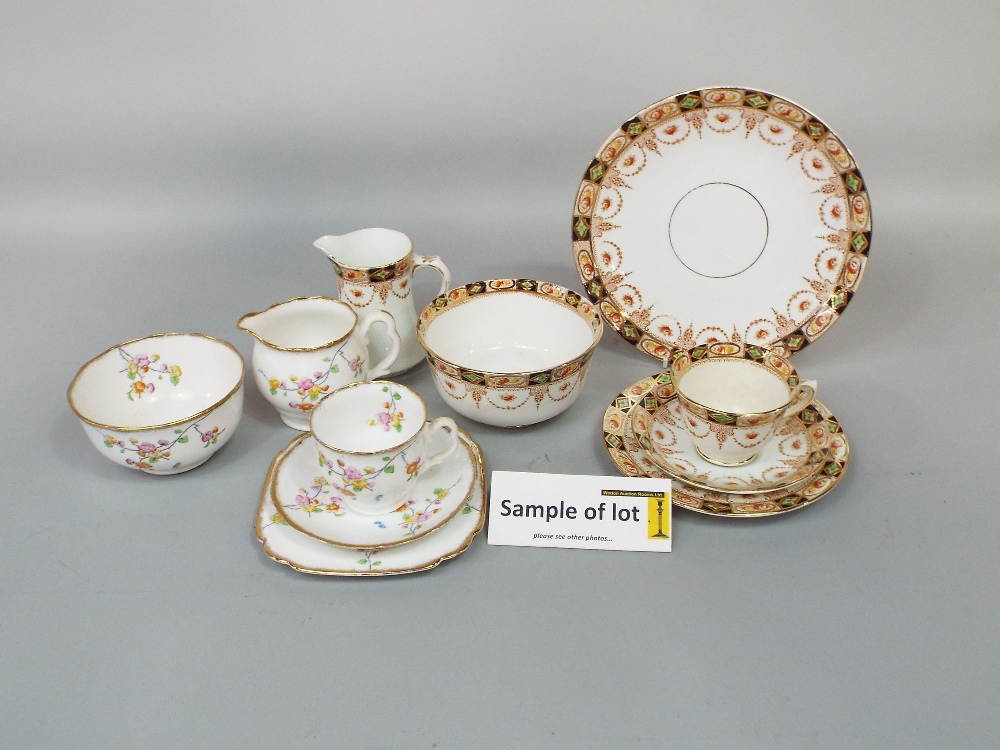 A collection of Royal Albert Crown china tea wares with Art Deco type floral decoration comprising