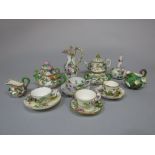 An interesting collection of 19th century floral encrusted miniature wares including continental