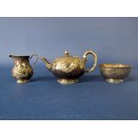 Victorian three piece ovoid bachelor tea service comprising teapot, milk jug and sucrier, maker