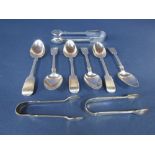 Set of six William IV silver fiddle pattern teaspoons, maker marks indistinct, London 1832, with