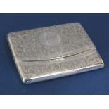 Edwardian silver card case with scrolled acanthus decoration, hinged front, maker C B & S, Sheffield
