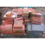 A pallet of Victorian or later terracotta coloured tiles 200 approx, 25 x 24cm and smaller, together
