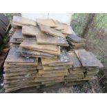 A pallet of various reproduction Cotswold style slates in various sizes, 150 approx