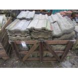 A crate of weathered concrete tiles approx 100 approx by Redland Renown, 42 x 33cm