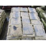 Two pallets of reconstituted Cotswold stone style roofing tiles, various sizes