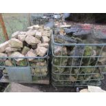 Two crates of limestone building stone, five square metres approx