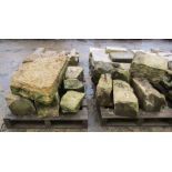 Two pallets of large blocks of Cotswold stone building stone, some faced, some quoins