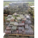 Two pallets of Victorian industrial yard bricks with cross hatched detail, 300 approx