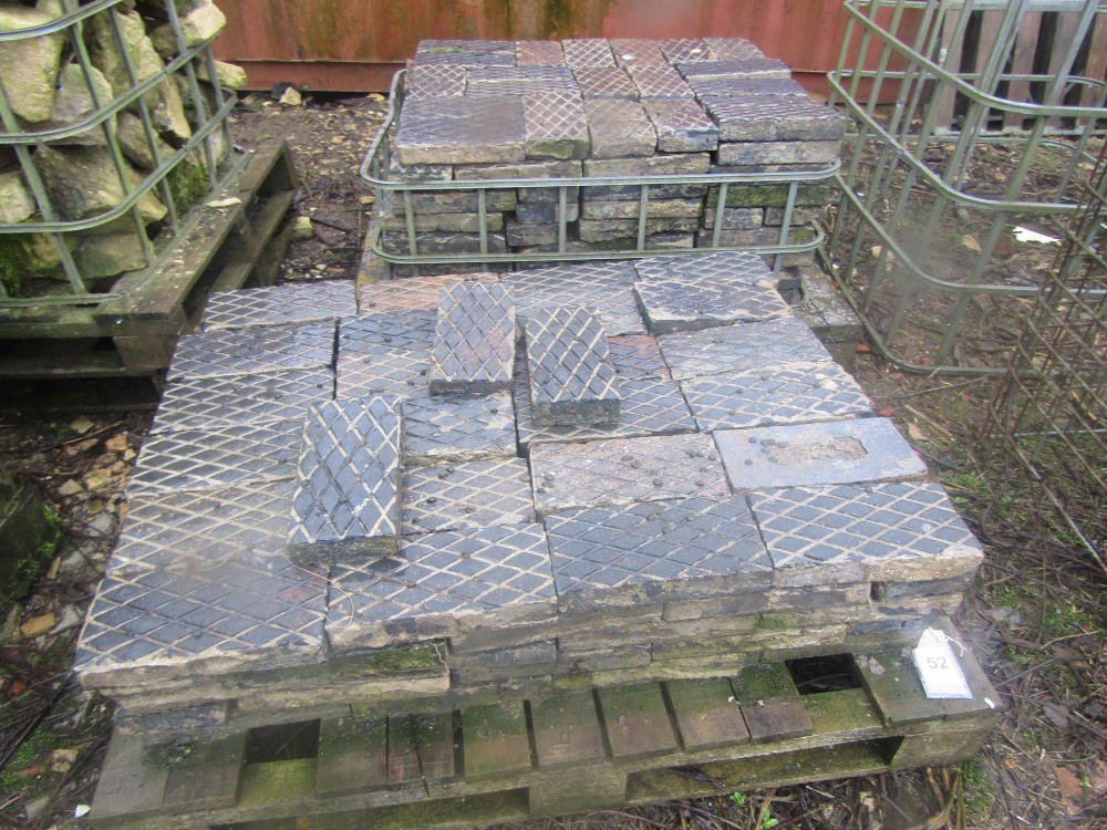 Two pallets of industrial pavers with cross hatched detail, 31 x 15cm, 250 approx