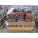 A crate of double Roman terracotta tiles, 150 approx, and 12 further ridge tiles, T Hurst and Symons