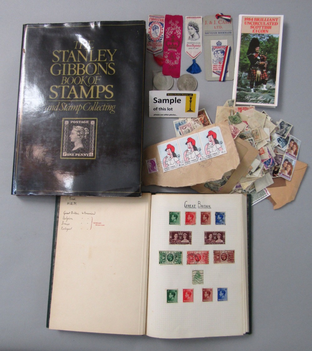 A mixed collection of items to include a stamp album containing British and worldwide stamps, an - Image 3 of 4