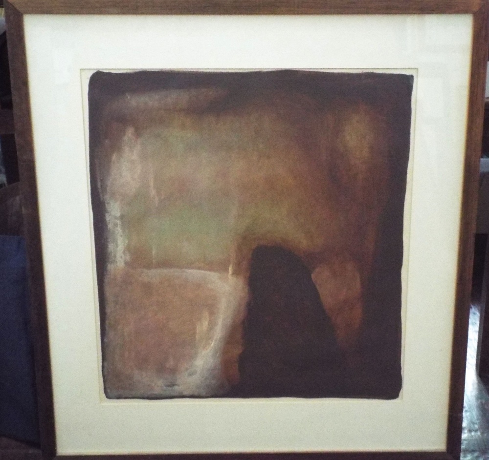 20th century modernist school - Abstract coastal study in tones of brown and white, oil on paper, - Image 2 of 4