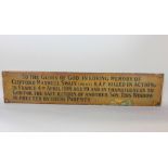 Vintage brass memorial sign inscribed 'To The Glory of God, In Loving Memory of Clifford Maxwell